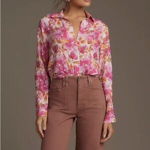 Cloth + Stone Pink Floral Button Up